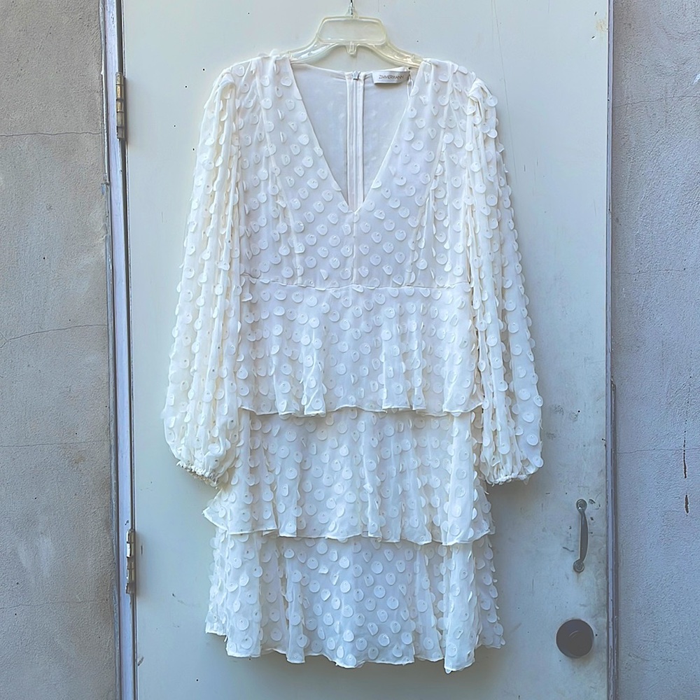 NWT Zimmermann white textured dot mini dress